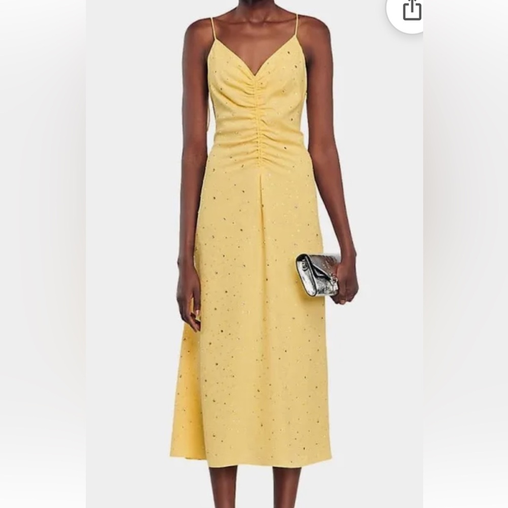 New Sandro Yellow Ruched Dress